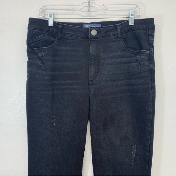 Democracy‎ Jeans Woman 14 Black  AB Solution Stretch Raw Hem Ankle Pockets - Picture 2 of 11